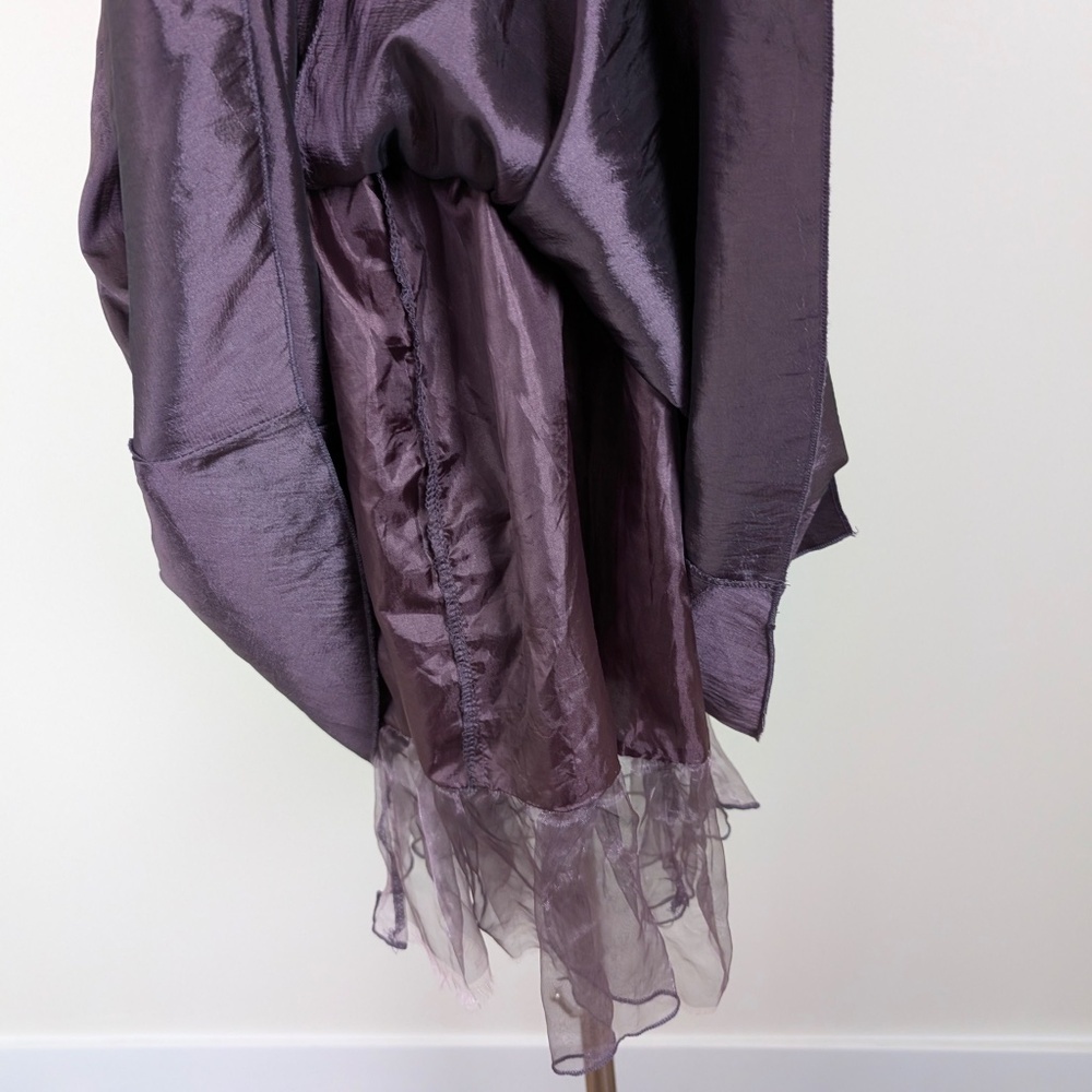 Vintage Purple Asymmetrical Ruffle Satin Dress - Picture 3 of 14